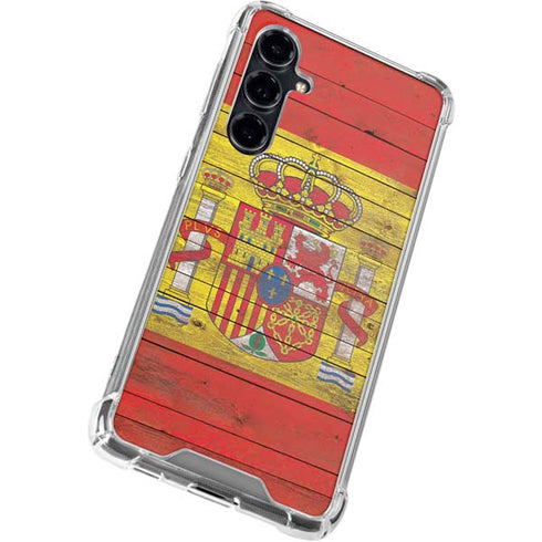 Spain Flag Dark Wood Galaxy S23 FE Clear Case